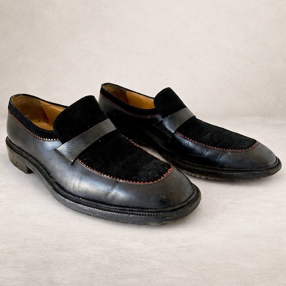 Jimmy Choo Other - Jimmy Choo Men’s Black Suede Leather Loafer Shoe Red Trim Size EU 45 US 12